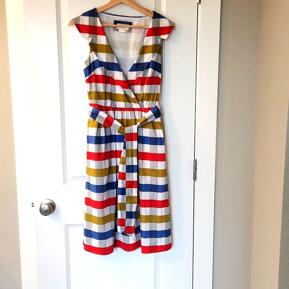 Anthropology sleeveless cotton checkeres dress, size 0.